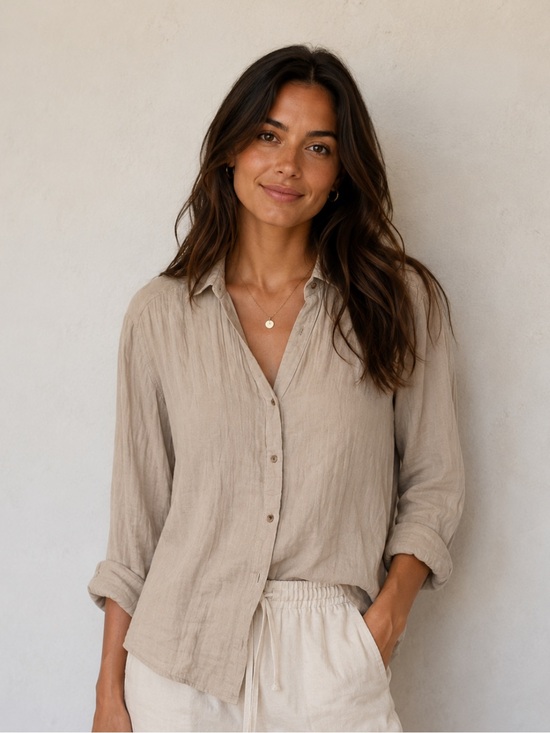 Old Navy Tops - Old Navy Crinkle Gauze Button Down Boyfriend Shirt Size M, Coastal Minimalist